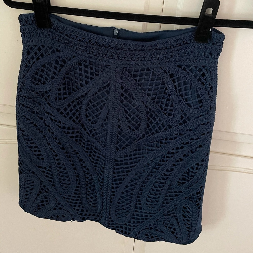 Maje Blue Woven/Knit Mini Skirt, size 40